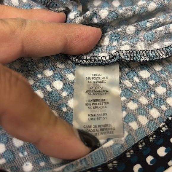 Calvin Klein sleeveless blouse, extra small, checkered, white, black turquoise - Picture 5 of 7